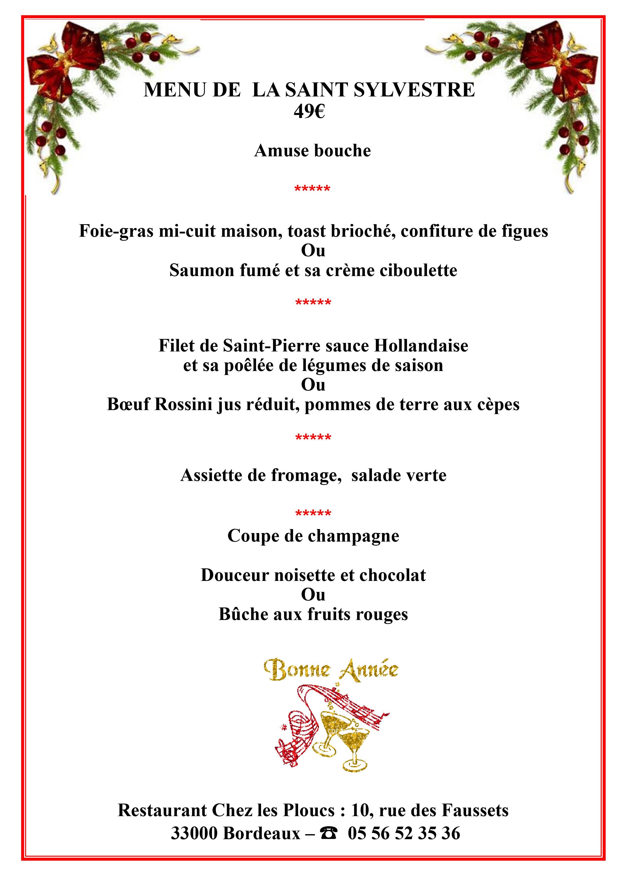 Notre Menu De La Saint Sylvestre Chezlesploucs